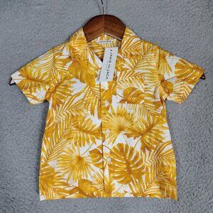Janie And Jack Cabana Shirt Boys 18 to 24 Months Yellow Tropical Button Up NWT